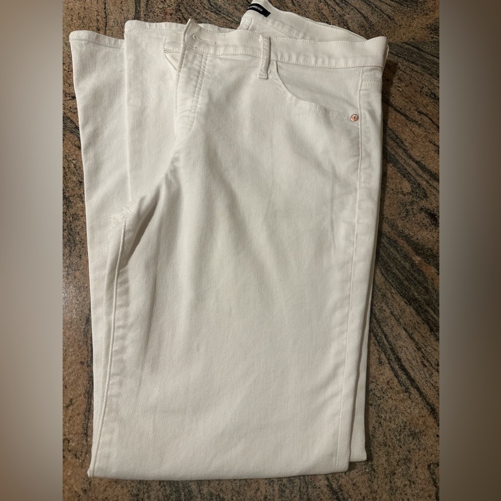 Express 70’s Flare Mid-Rise Jeans, Size 14 Regular, White